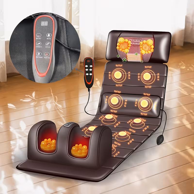 Full Body Heating Massage Mat with Neck & Foot Massagers